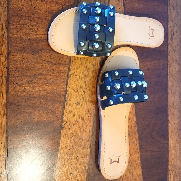NEW-MARC FISHER-Women's Slides-Size 8-Black & Silver - Picture 3 of 4